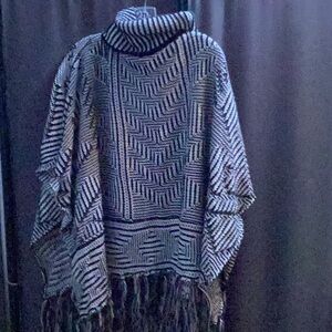 Cowl neck poncho cape